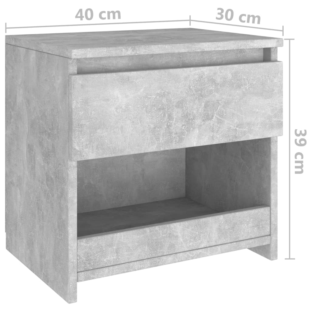 vidaXL Naktinė spintelė, betono pilka, 40x30x39cm, apdirbta mediena