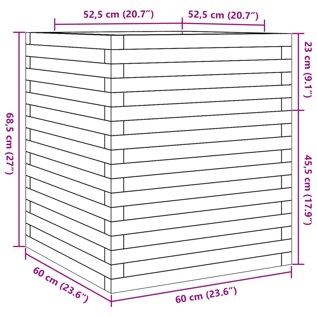 vidaXL Sodo lovelis, 60x60x68,5cm, impregnuota pušies mediena