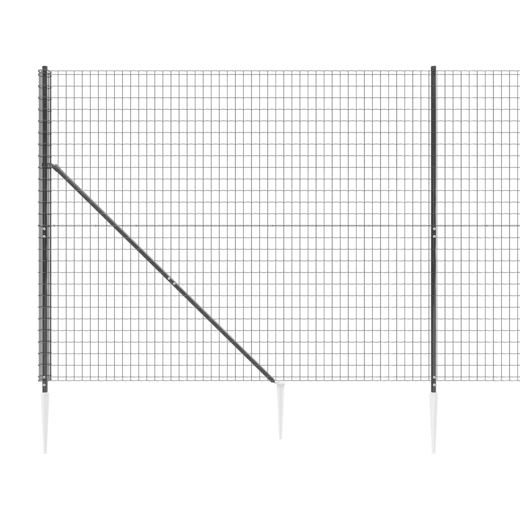 vidaXL Vielinė tinklinė tvora su smaigais, antracito spalvos, 1,8x10m