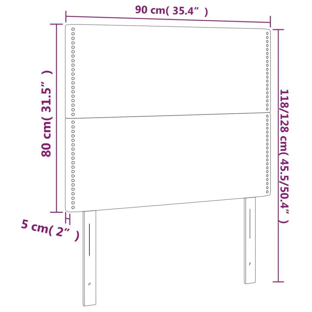 vidaXL Galvūgalis su LED, juodos spalvos, 90x5x118/128cm, dirbtinė oda