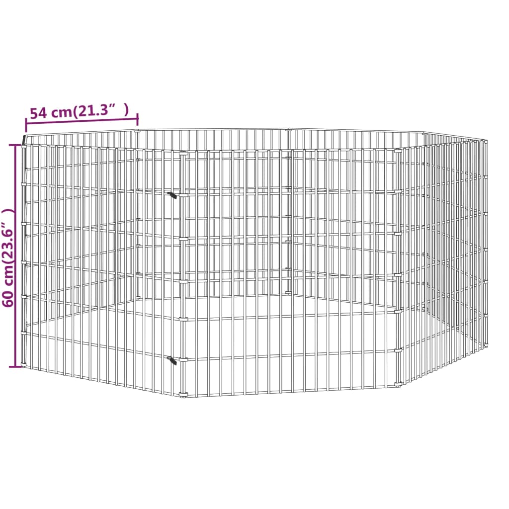 vidaXL Aptvaras gyvūnams, 8 segmentai, 54x60cm, galvanizuota geležis