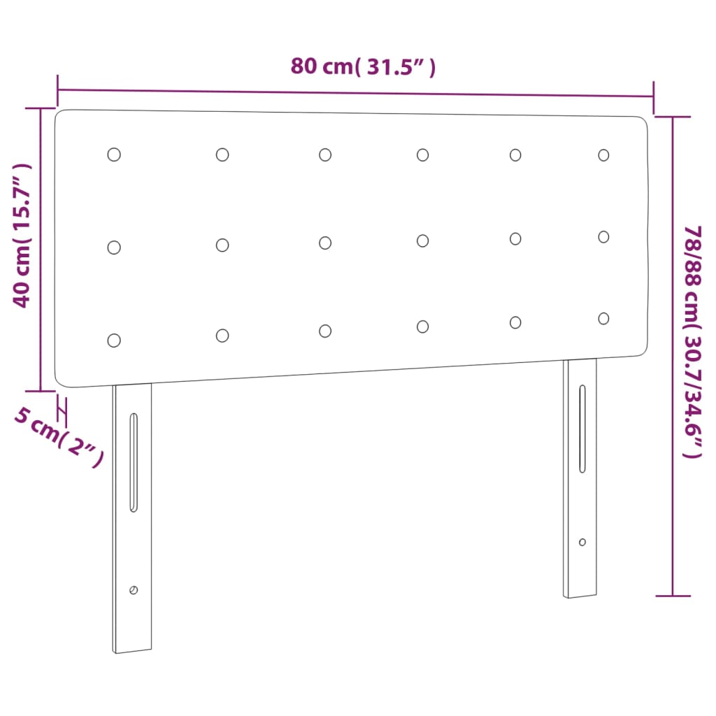 vidaXL Galvūgalis su LED, taupe spalvos, 80x5x78/88cm, audinys