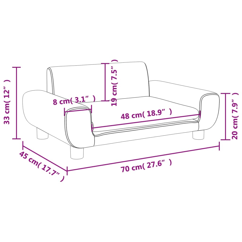 vidaXL Vaikiška sofa, juodos spalvos, 70x45x33cm, aksomas