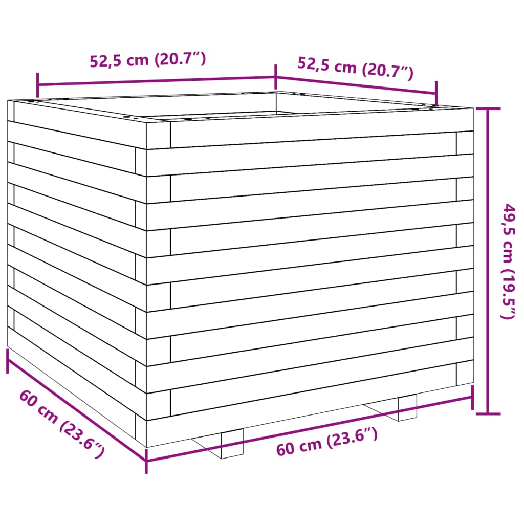 vidaXL Sodo lovelis, 60x60x49,5cm, impregnuota pušies mediena