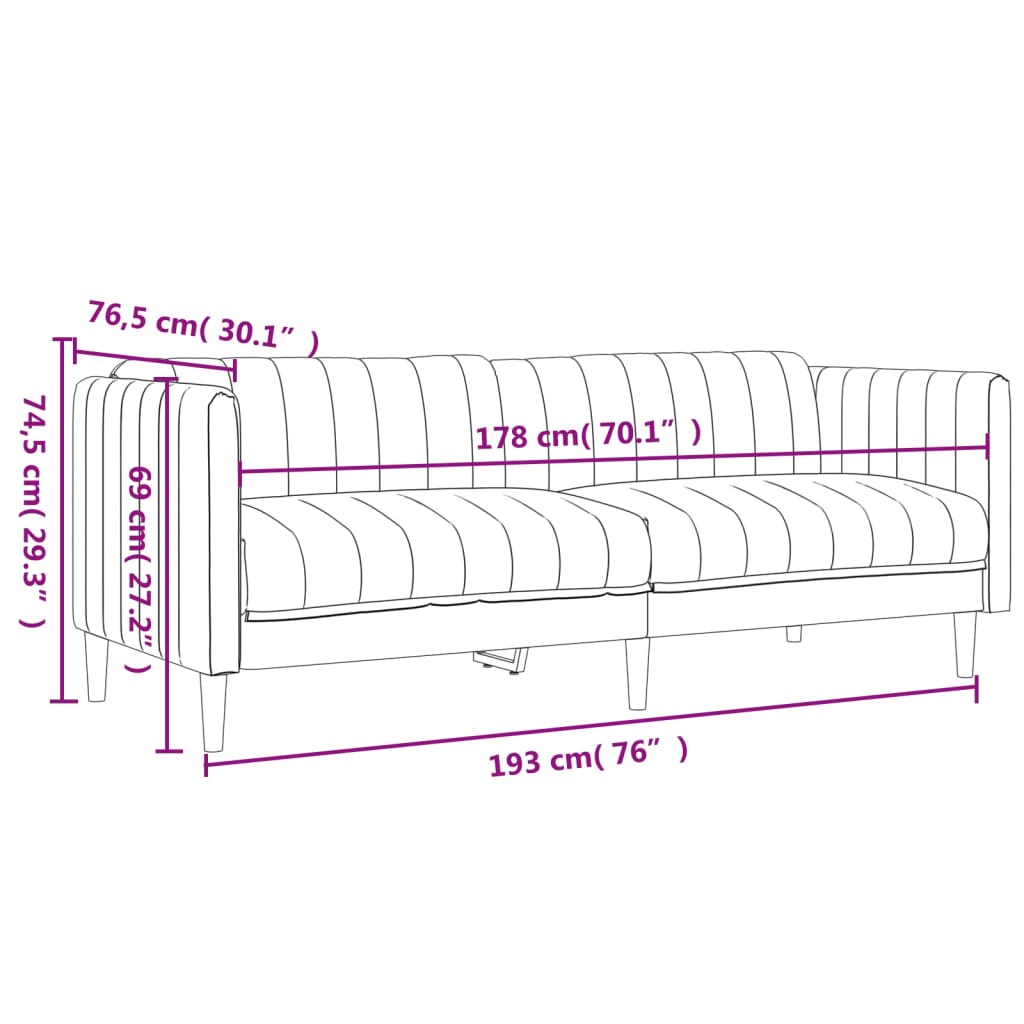 vidaXL Trivietė sofa, tamsiai žalios spalvos, audinys