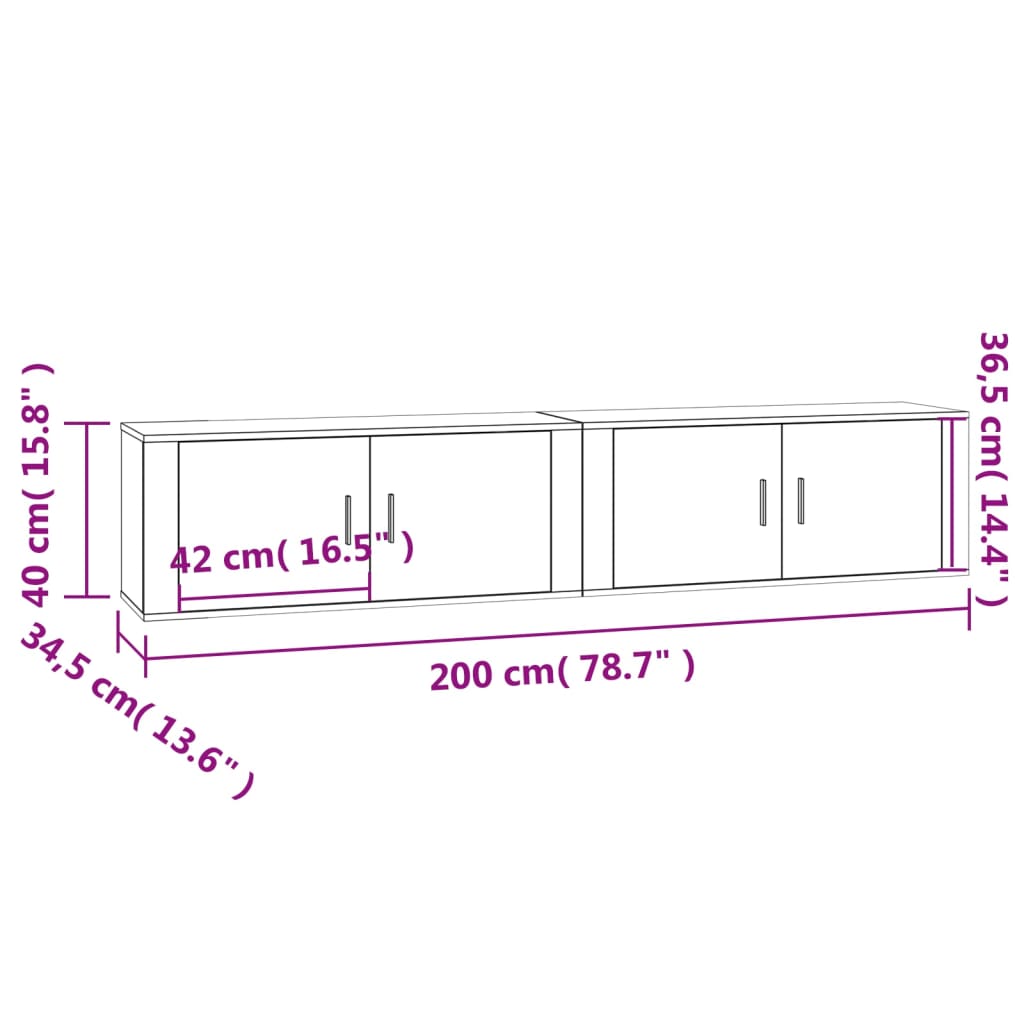 vidaXL Sieninės televizoriaus spintelės, 2vnt., baltos, 100x34,5x40cm