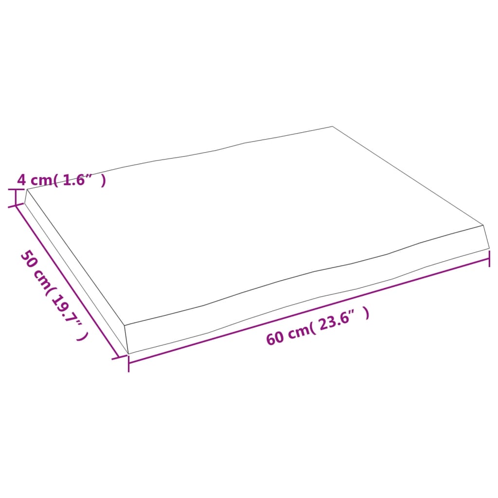 vidaXL Stalviršis, tamsiai ruda, 60x50x(2-4) cm, medienos masyvas