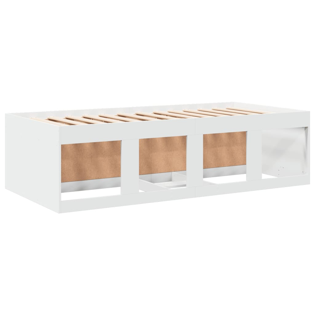 vidaXL Lova su stalčiais, baltos spalvos, 90x190cm, apdirbta mediena