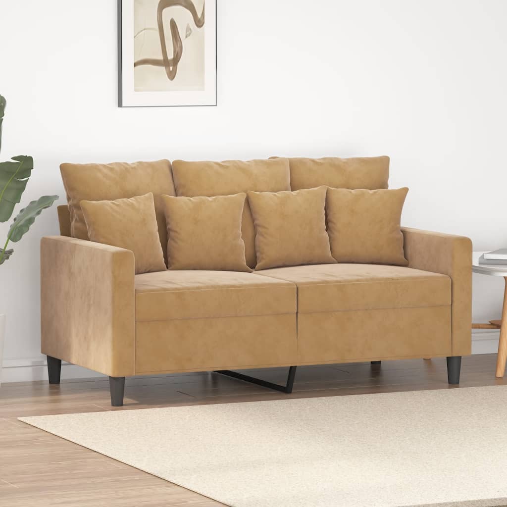 vidaXL Dvivietė sofa, rudos spalvos, 120cm, aksomas