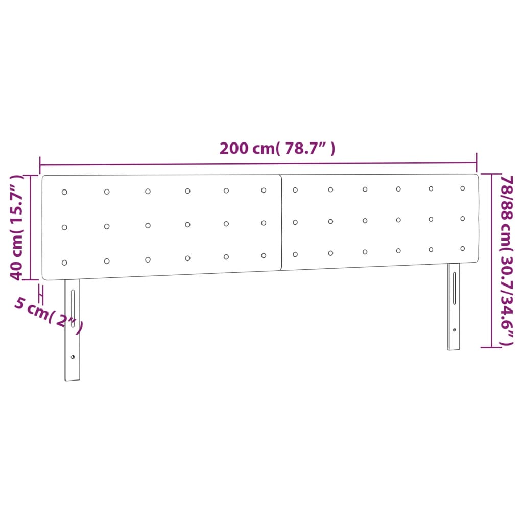 vidaXL Galvūgalis su LED, juodos spalvos, 200x5x78/88cm, aksomas