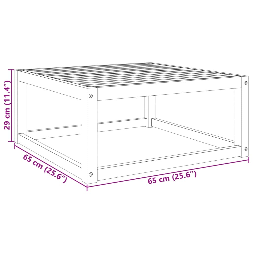 vidaXL Sodo stalas, 65x65x29cm, akacijos medienos masyvas