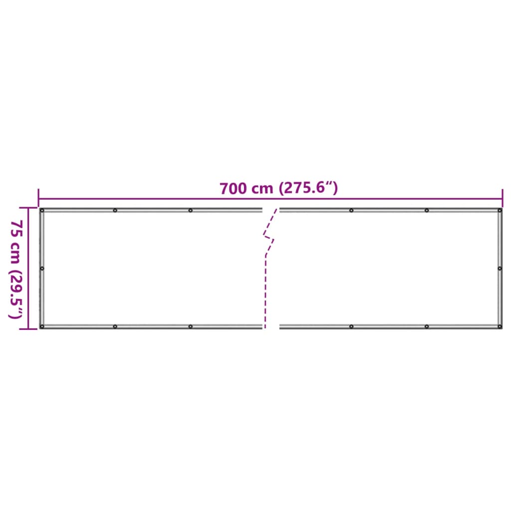 vidaXL Privatumo suteikianti balkono pertvara, pilka, 700x75cm, PVC