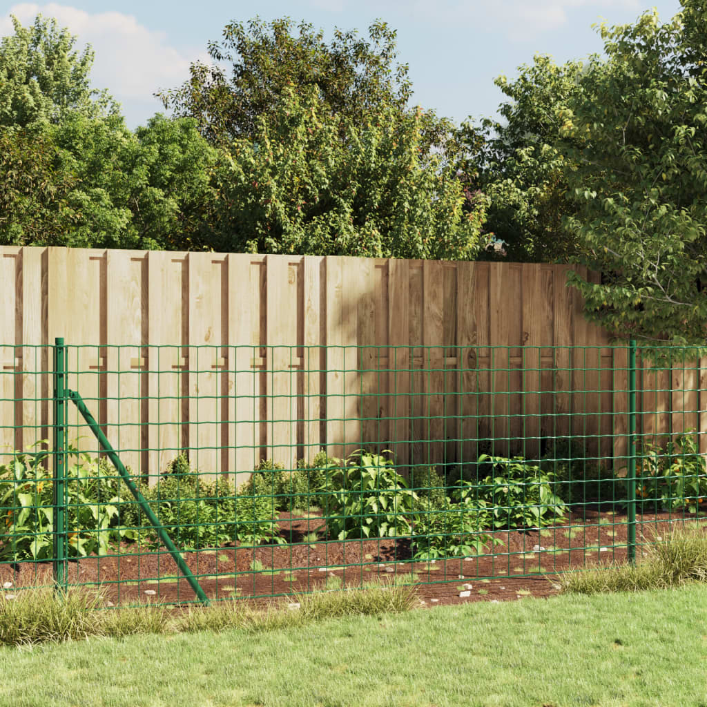 vidaXL Vielinė tinklinė tvora, žalia, 0,8x25m, galvanizuotas plienas