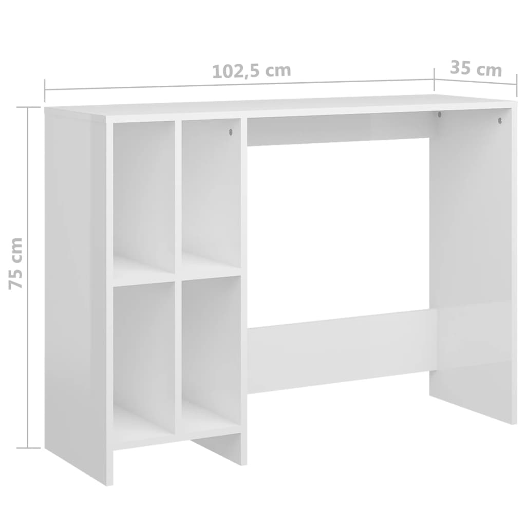 vidaXL Nešiojamo kompiuterio stalas, baltas, 102,5x35x75cm, mediena