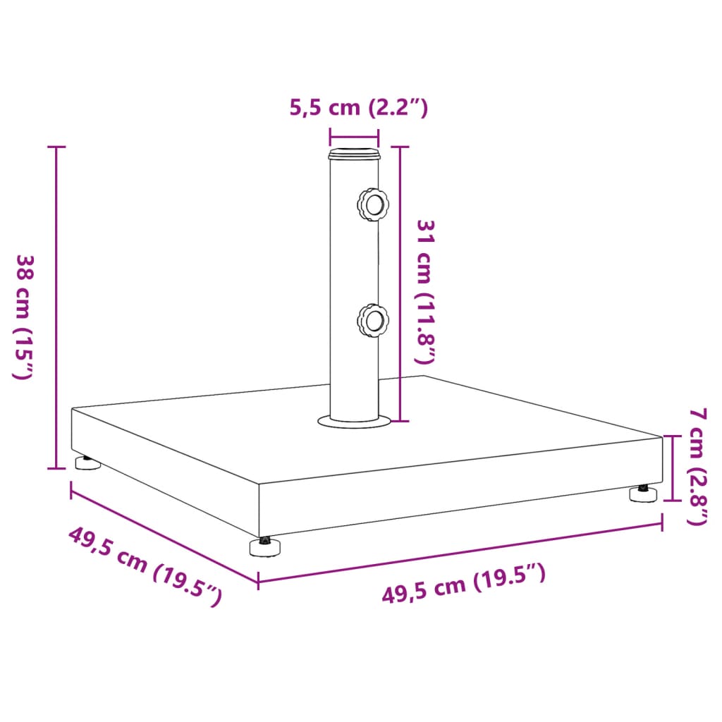 vidaXL Skėčio nuo saulės pagrindas 32/38/48mm skersmens stulpams, 28kg