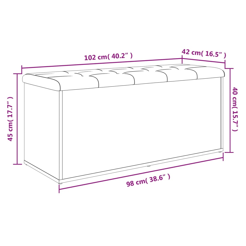 vidaXL Suoliukas-daiktadėžė, rudas, 102x42x45cm, apdirbta mediena