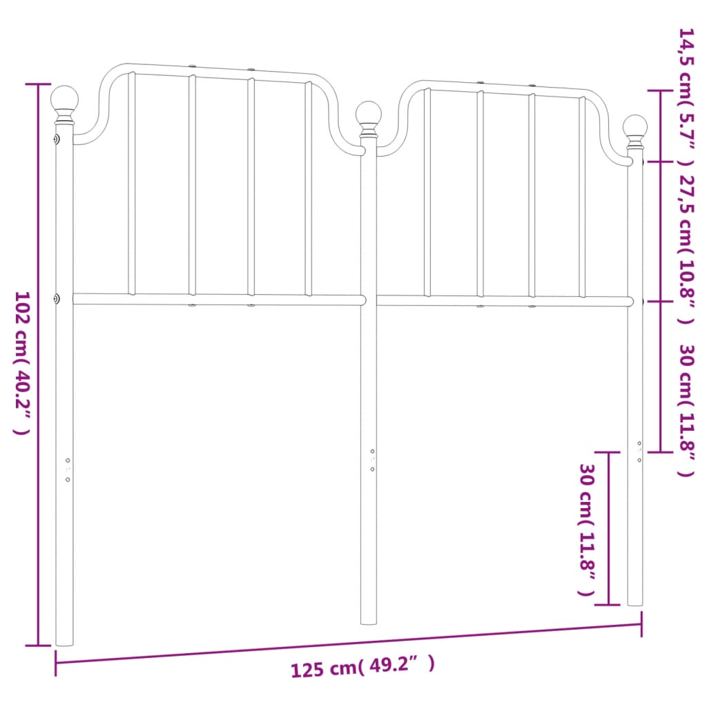 vidaXL Metalinis galvūgalis, juodos spalvos, 120cm