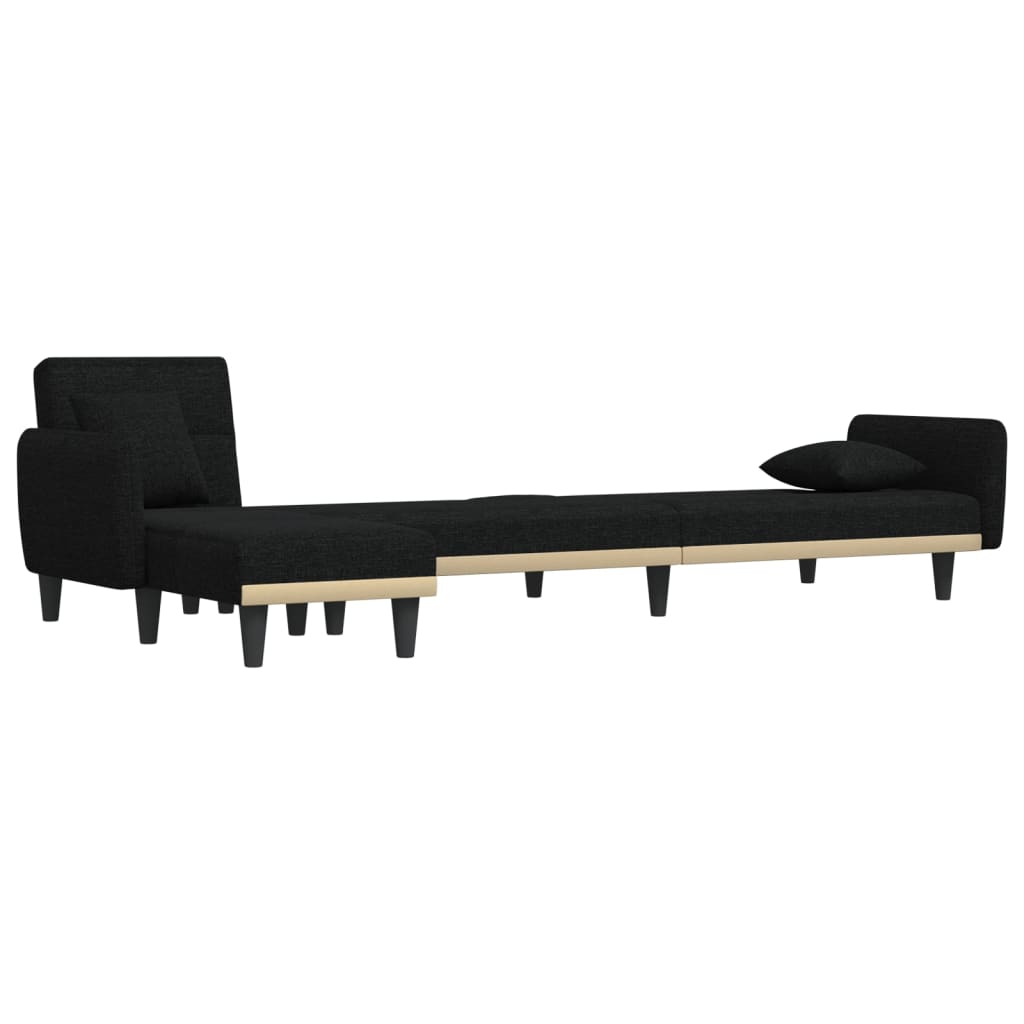 vidaXL L formos sofa-lova, juodos spalvos, 275x140x70cm, audinys