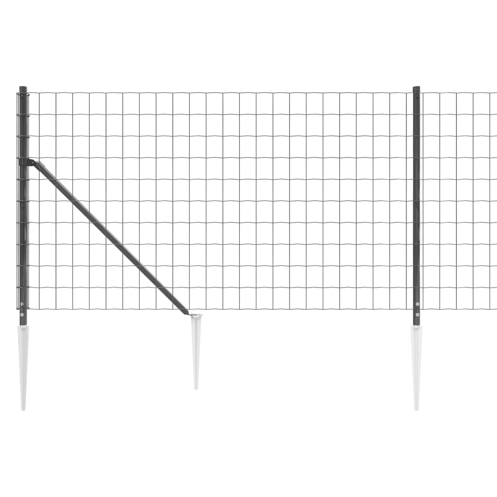 vidaXL Vielinė tinklinė tvora su smaigais, antracito spalvos, 0,8x25m