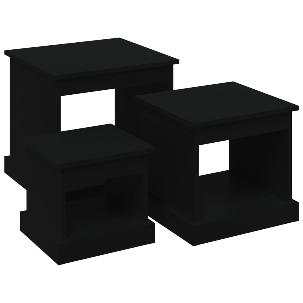 vidaXL Kavos staliukai, 3vnt., juodos spalvos, apdirbta mediena
