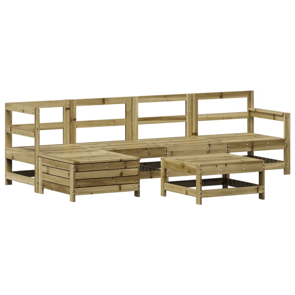 vidaXL Sodo sofos komplektas, 6 dalių, impregnuota pušies mediena