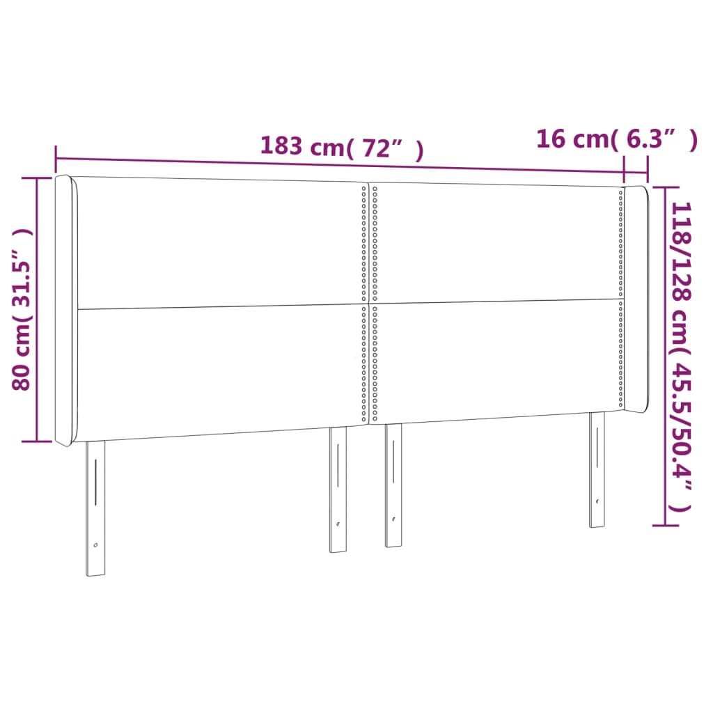 vidaXL Galvūgalis su LED, mėlynos spalvos, 183x16x118/128cm, audinys