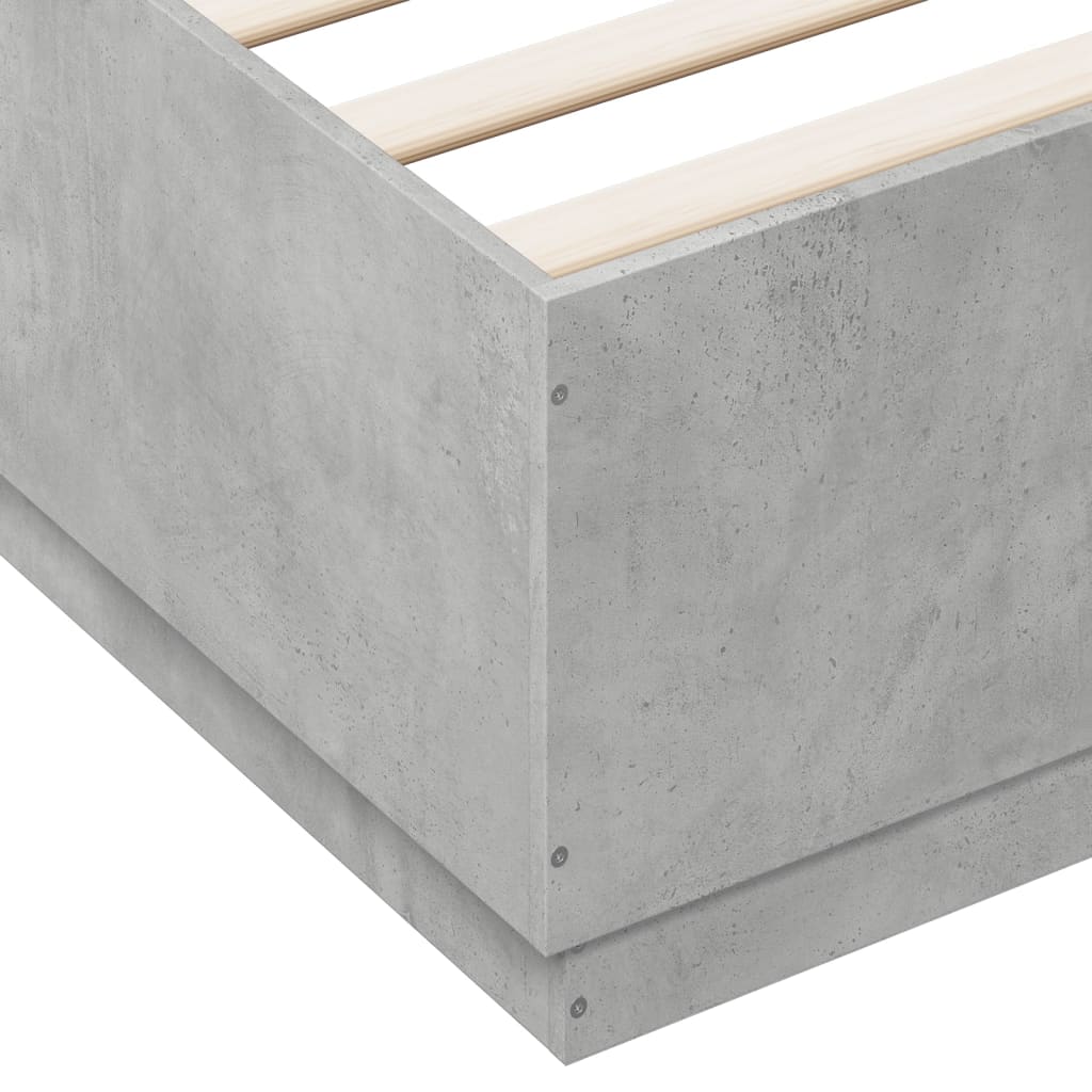 vidaXL Lovos rėmas su LED, betono pilkas, 180x200cm, apdirbta mediena