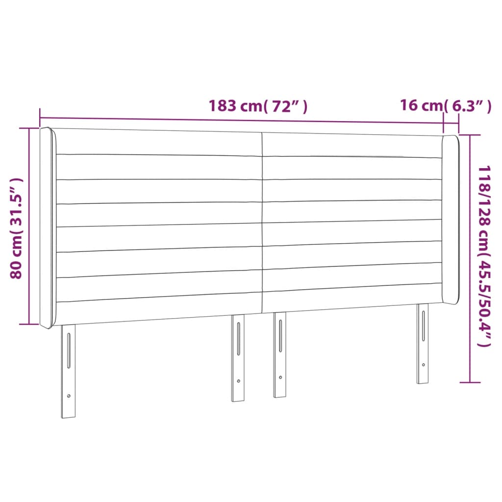 vidaXL Galvūgalis su LED, tamsiai pilkas, 183x16x118/128cm, aksomas