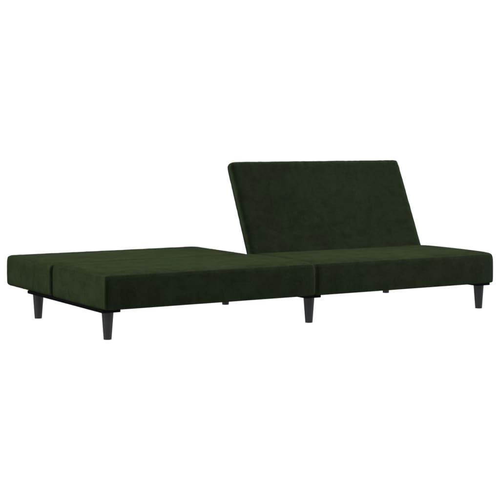 vidaXL Dvivietė sofa-lova, tamsiai žalios spalvos, aksomas
