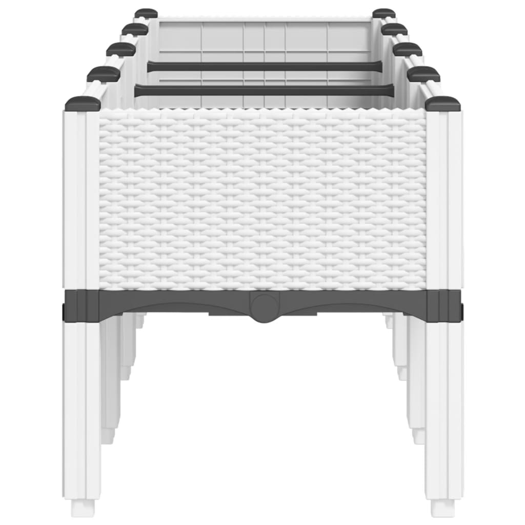 vidaXL Sodo lovelis su kojomis, baltos spalvos, 160x40x42cm, PP