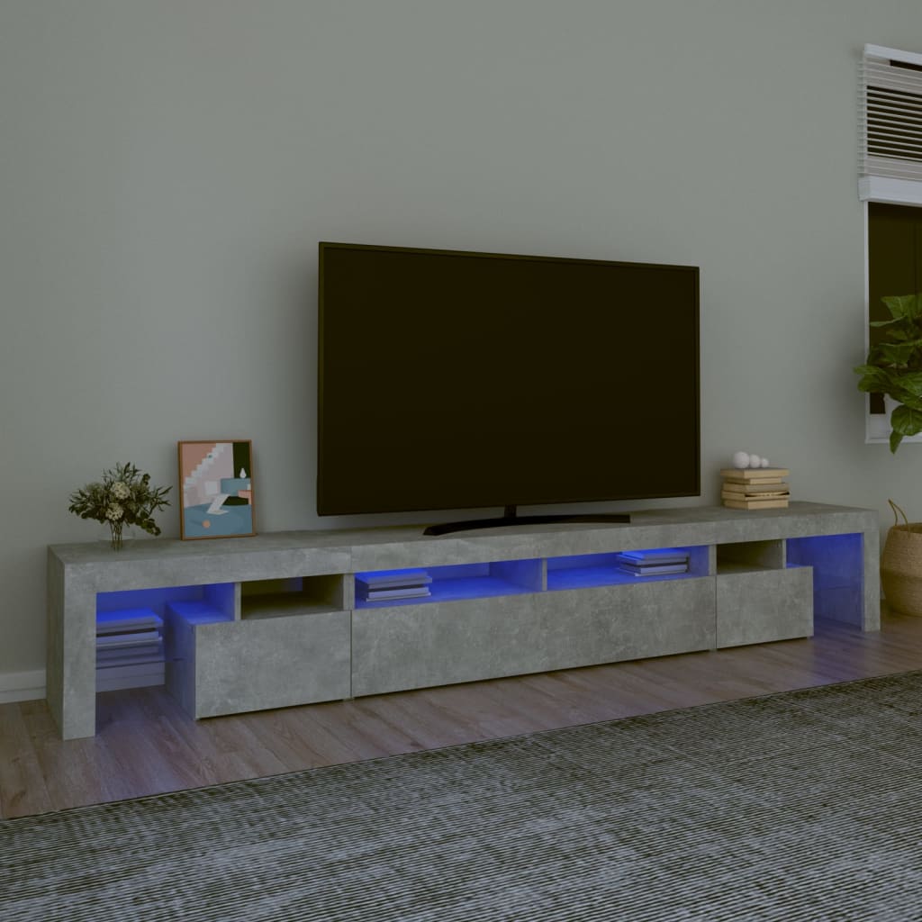 vidaXL TV spintelė su LED apšvietimu, betono pilka, 260x36,5x40cm