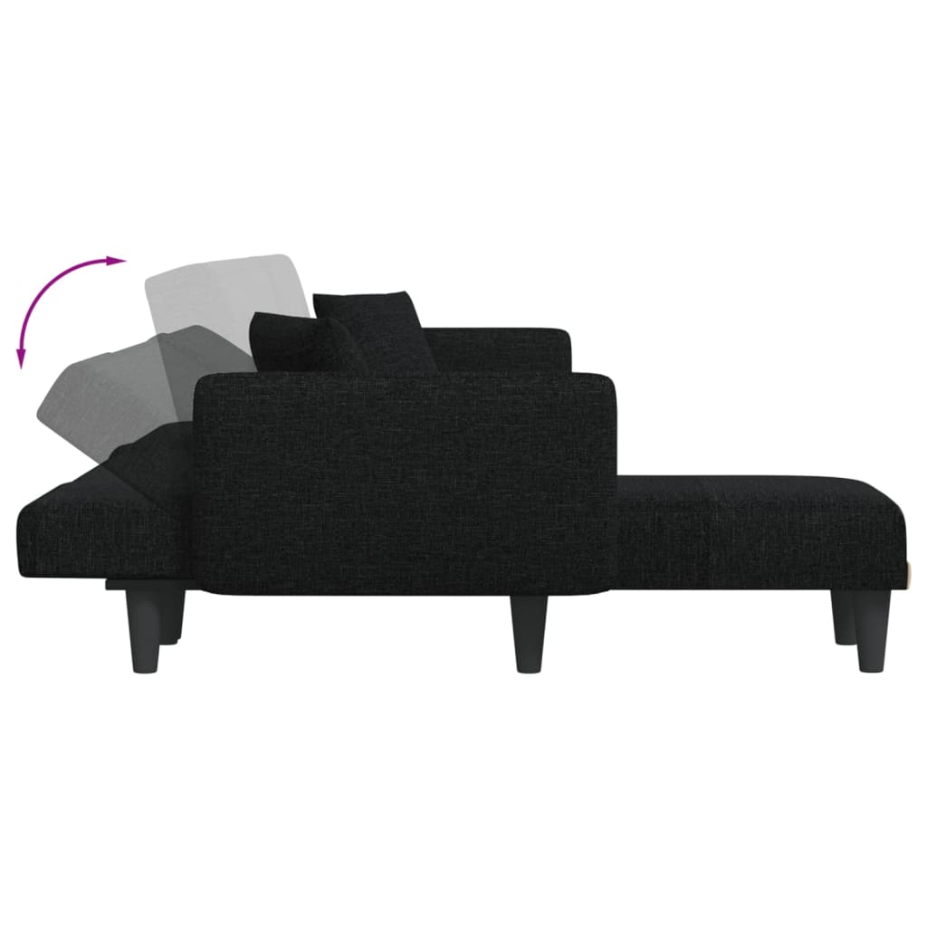 vidaXL L formos sofa-lova, juodos spalvos, 275x140x70cm, audinys