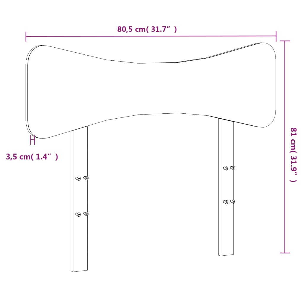 vidaXL Galvūgalis, baltos spalvos, 75cm, pušies medienos masyvas