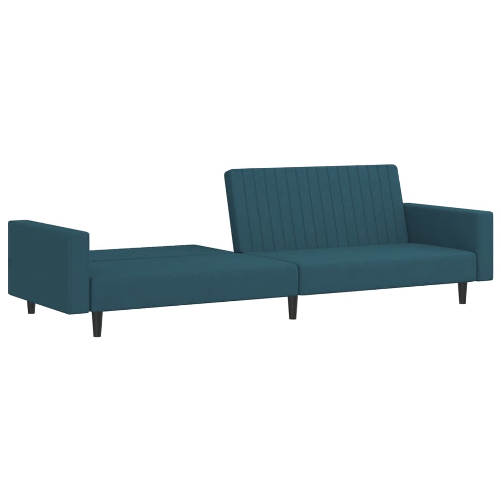 vidaXL Dvivietė sofa-lova, mėlynos spalvos, aksomas