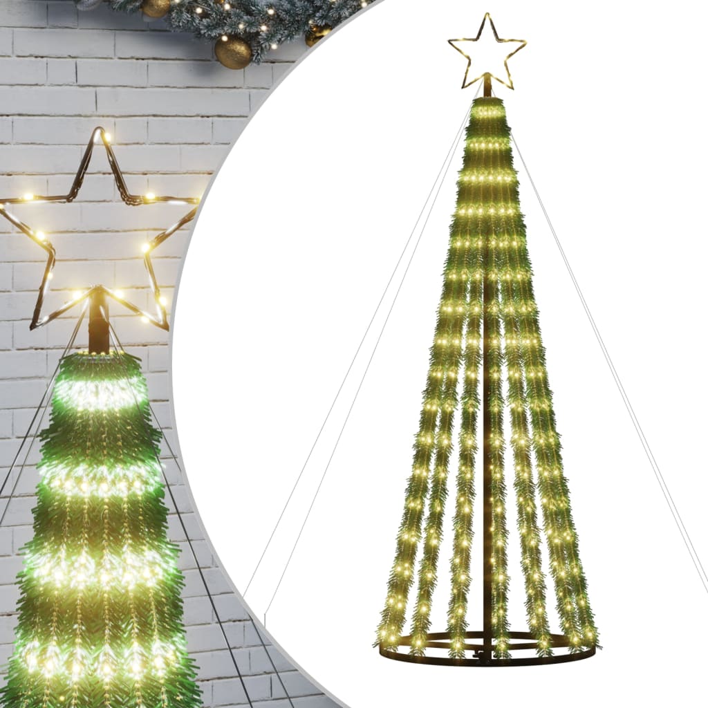vidaXL Šviečianti Kalėdų eglutė, 180cm, 275 šiltos LED, kūgio formos