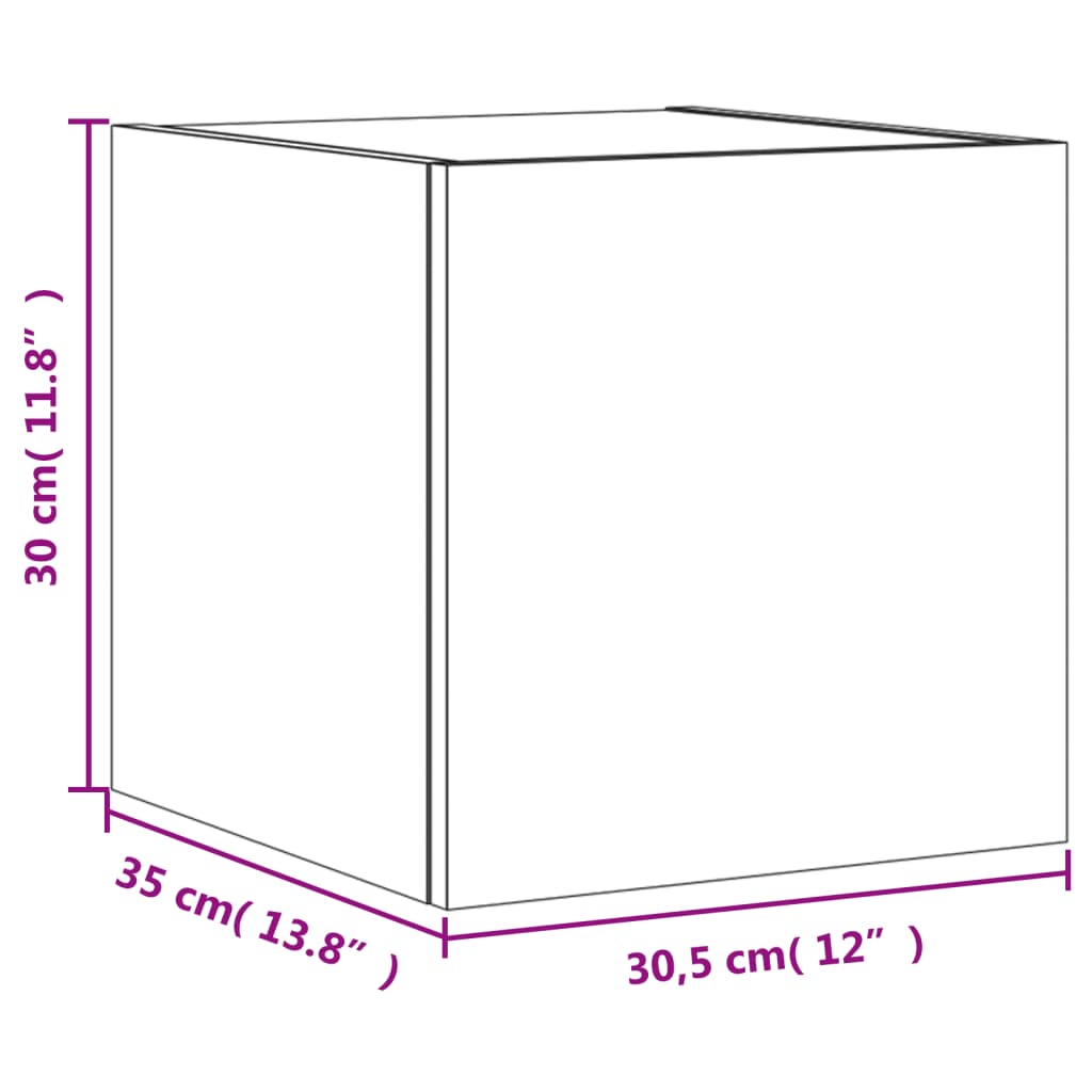 vidaXL Sieninės TV spintelės su LED, 2vnt., rudos, 30,5x35x30cm