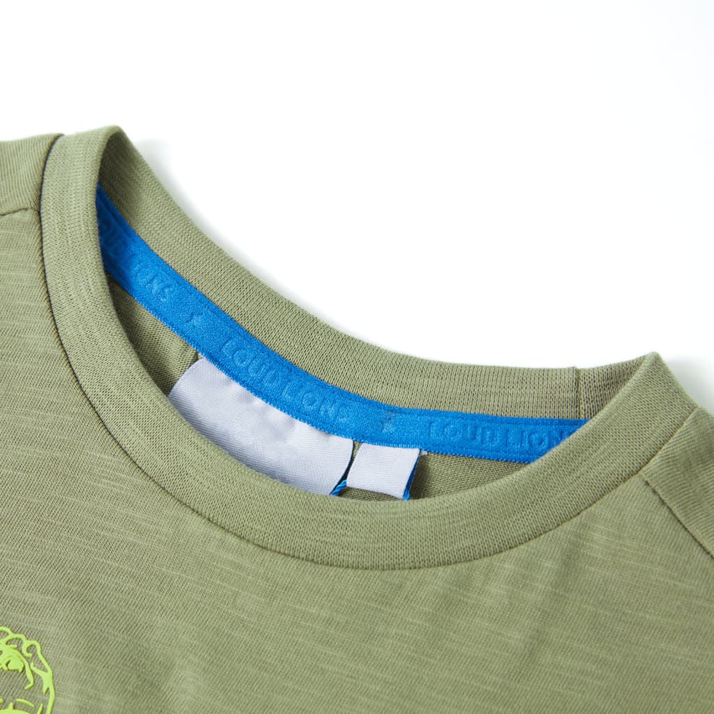 Vaikiški marškinėliai trumpomis rankovėmis, šviesūs chaki, 116 dydžio