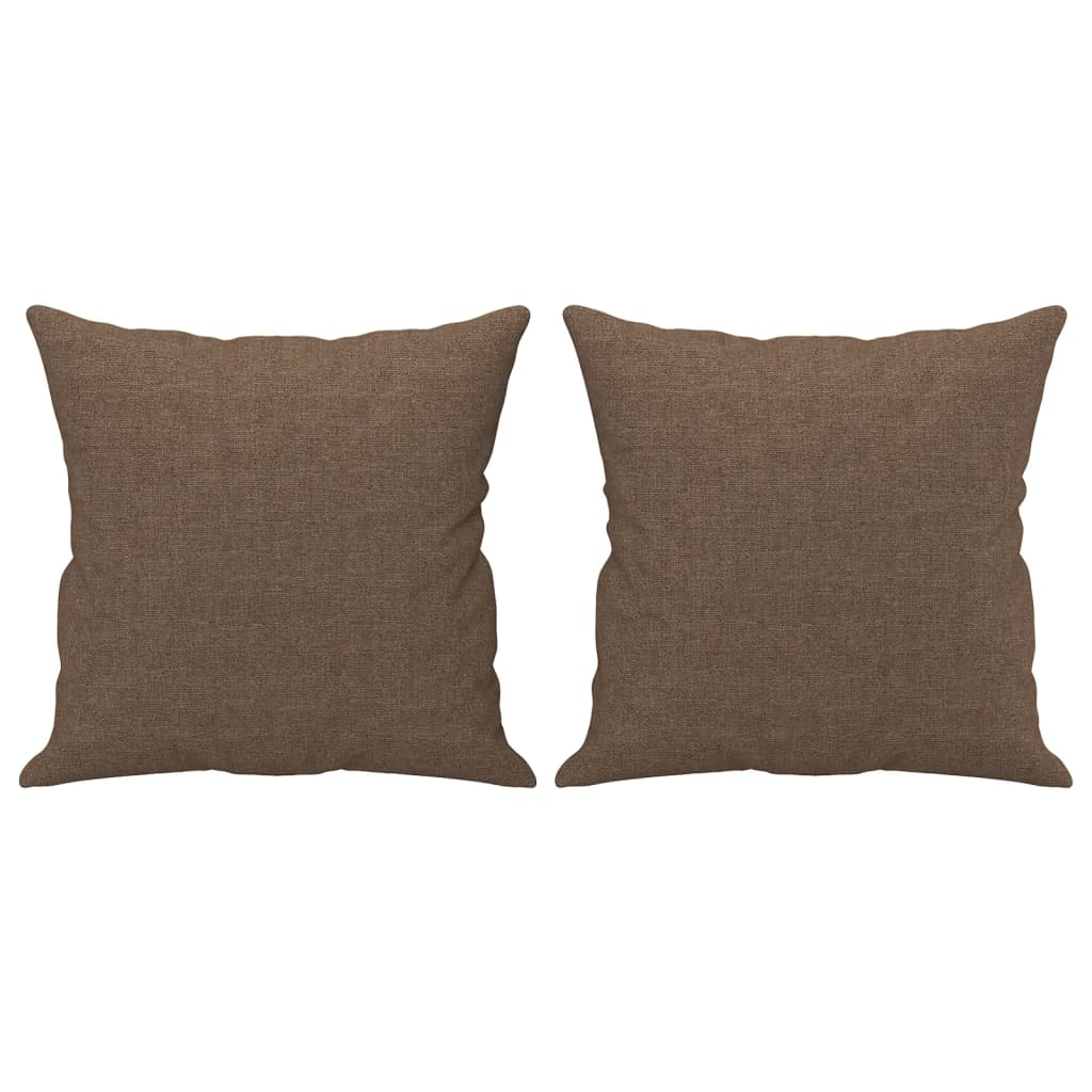 vidaXL Sofos komplektas su pagalvėmis, 3 dalių, rudas, audinys