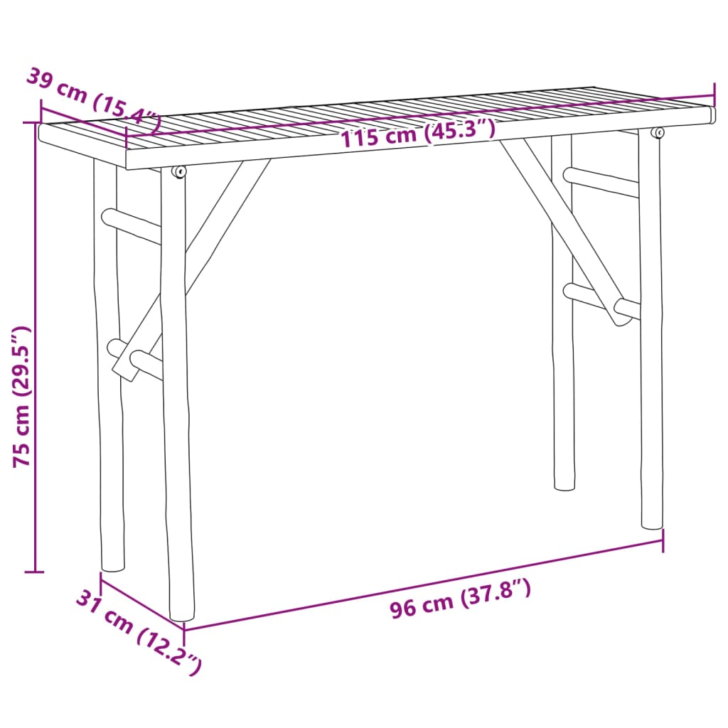 vidaXL Konsolinis staliukas, 115x39x75cm, bambukas