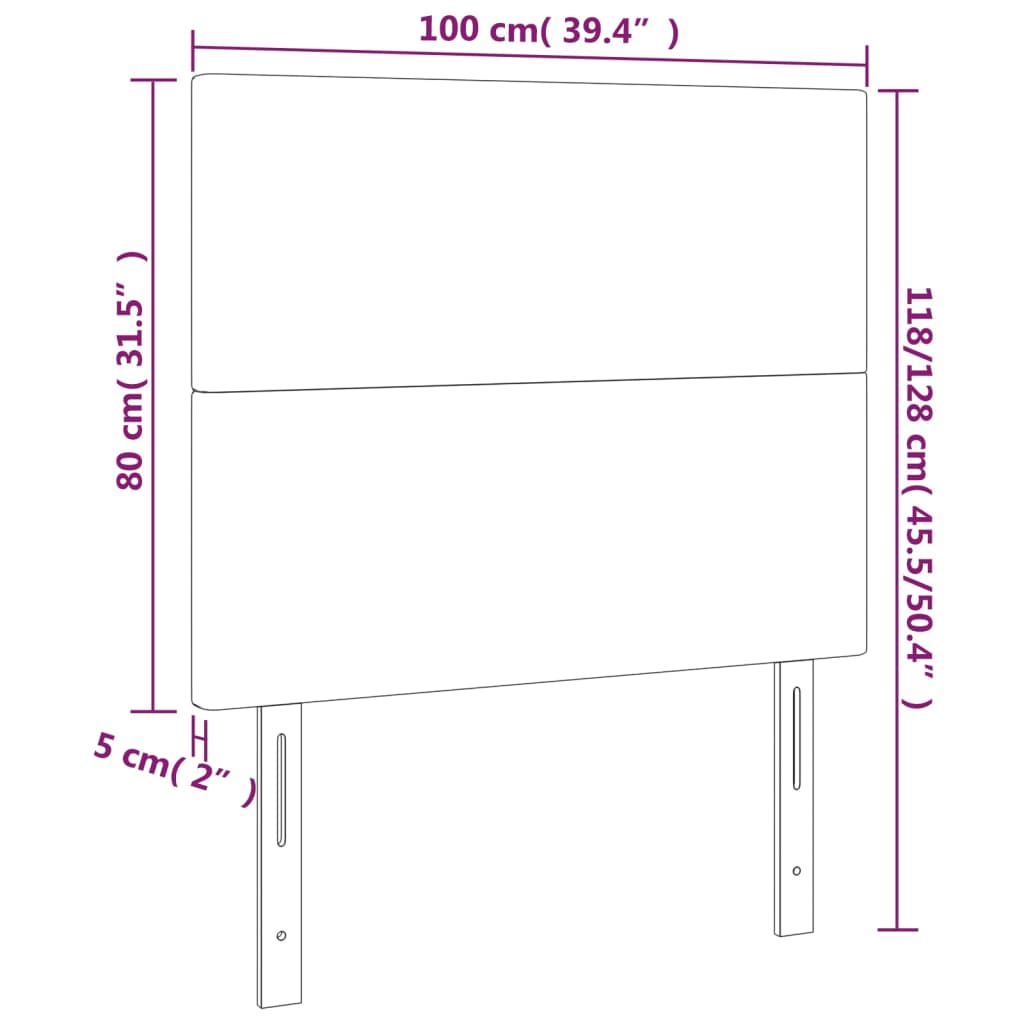 vidaXL Galvūgalis su LED, tamsiai pilkas, 100x5x118/128cm, aksomas