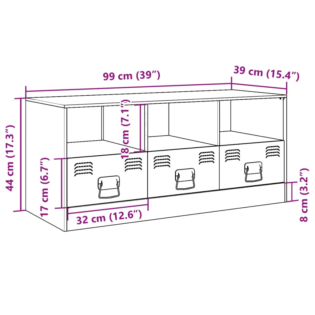 vidaXL Televizoriaus spintelė, antracito spalvos, 99x39x44cm, plienas