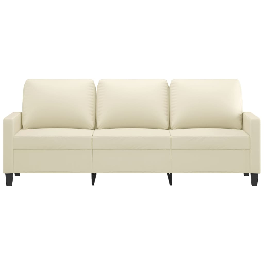 vidaXL Trivietė sofa, kreminės spalvos, 180cm, dirbtinė oda