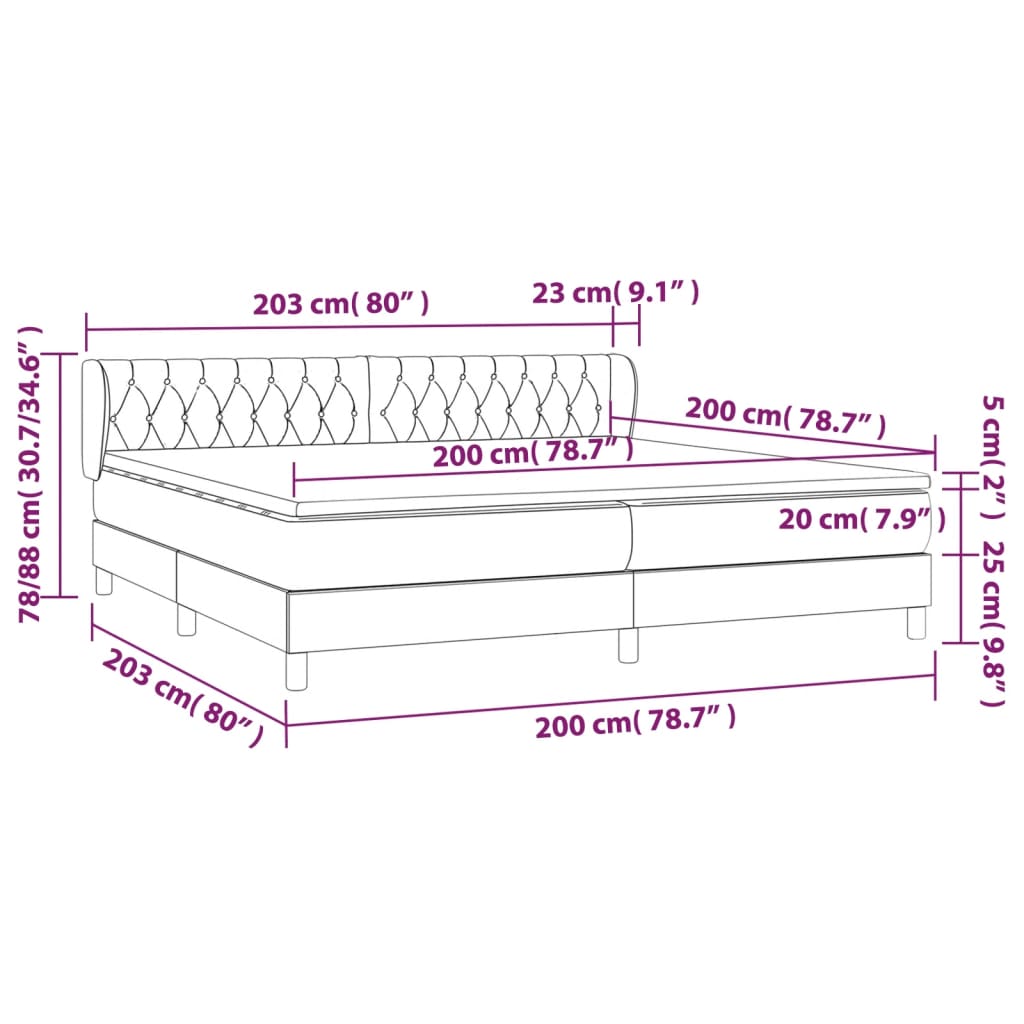 vidaXL Lova su spyruoklėmis ir čiužiniu, rožinė, 200x200 cm, aksomas