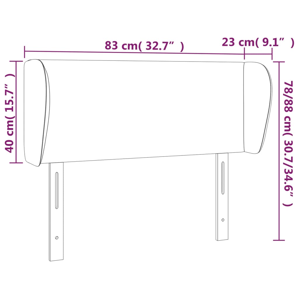 vidaXL Galvūgalis su auselėmis, juodos,83x23x78/88cm, dirbtinė oda