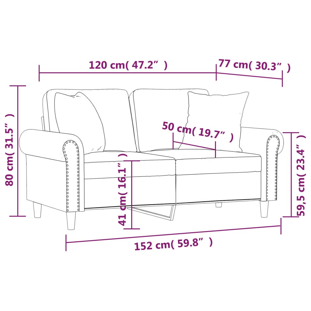 vidaXL Dvivietė sofa su pagalvėlėmis, kapučino, 120cm, dirbtinė oda