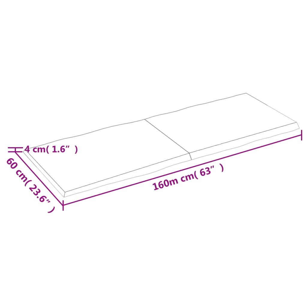 vidaXL Stalviršis, šviesiai rudas, 160x60x(2-4) cm, medienos masyvas