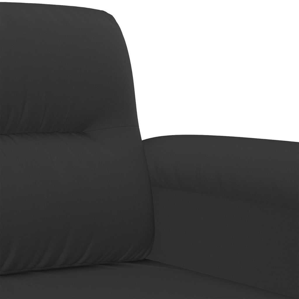 vidaXL Trivietė sofa, juodos spalvos, 180cm, mikropluošto audinys