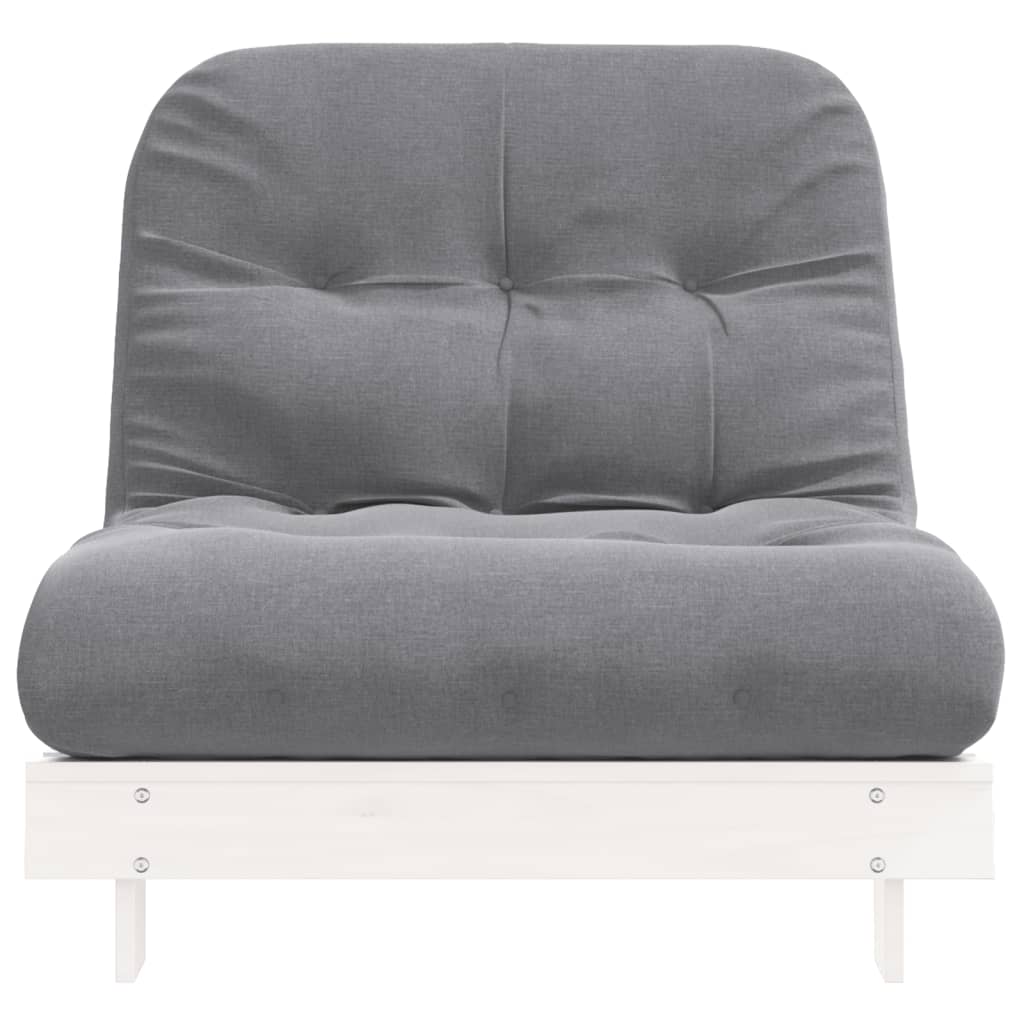 vidaXL Futono sofa-lova su čiužiniu, balta, 80x206x11cm, pušis