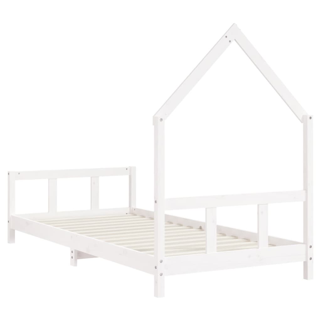 vidaXL Vaikiškos lovos rėmas, baltas, 90x200cm, pušies masyvas