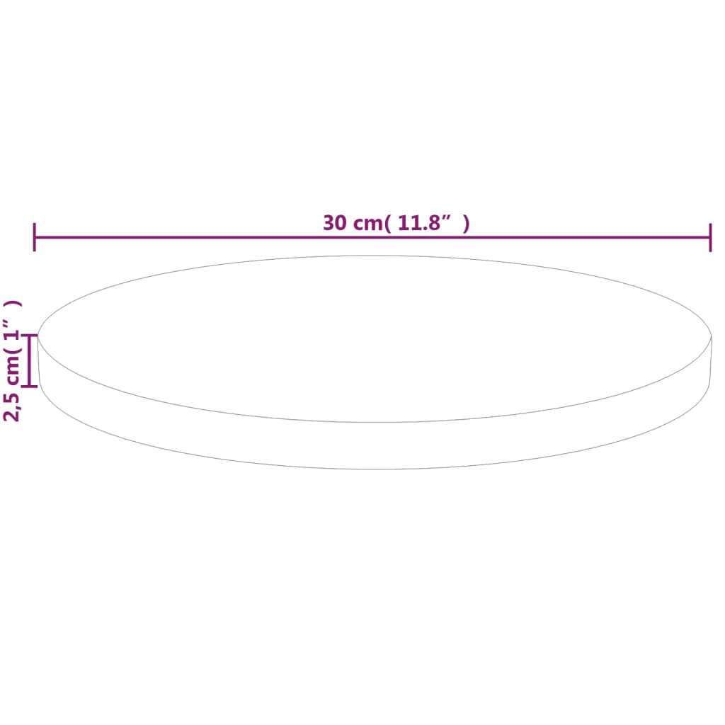 vidaXL Stalviršis, 30x2,5cm, neapdorotas ąžuolo medienos masyvas